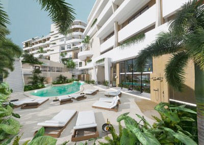 Puerto Bayahíbe Suites es un exclusivo Condo-hotel con piscina, jacuzzi, area de spa, gimnasio, centrocomercial.